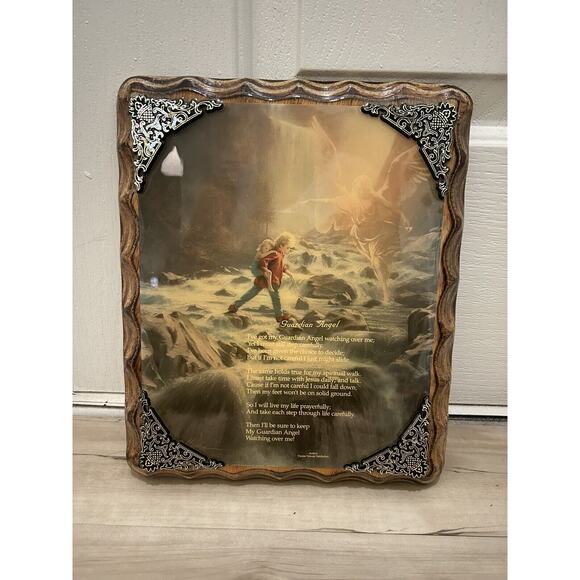 Beautiful Vintage Style Guardian Angel Frame/Picture/Art - Picture 1 of 4